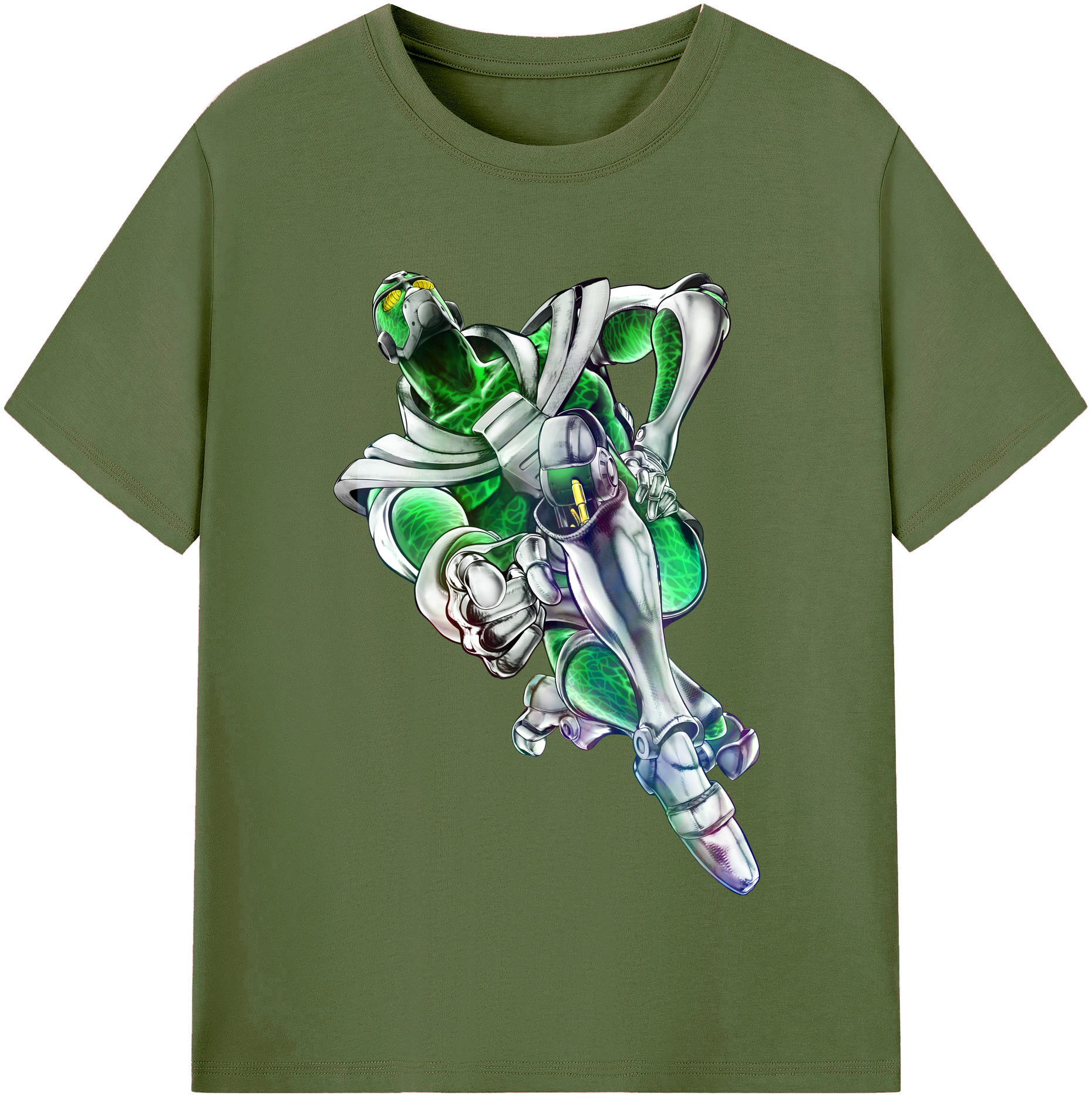 （画像用） ジョジョの奇妙な冒険 花京院 典明（かきょういん のりあき） JoJo's Bizarre Adventure Kakyoin Noriaki 綿100％半袖Tシャツ（フロントプリント）